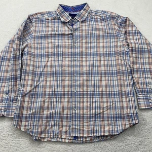 Tommy Bahama Shirt Men’s Large Blue Plaid Long Sleeve Button Up Silk Blend - Picture 1 of 7