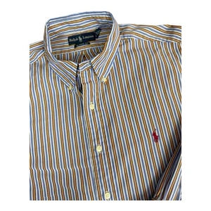 Ralph Lauren Classic Fit Striped Oxford Shirt Button Down Colorful Pony Men’s XL - Picture 1 of 12