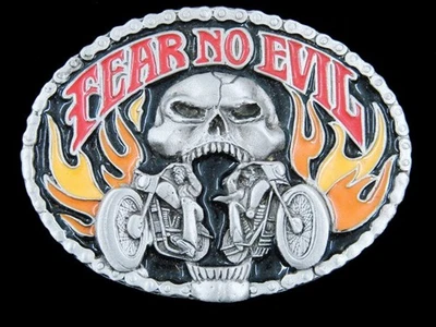 SE05108 *NOS* VINTAGE 1995 *FEAR NO EVIL* MOTOCICLISTA SISKIYOU HEBILLA DE CINTURÓN Foto 1 de 2