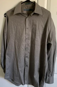 Perry Ellis Portfolio Classic Fit Gray Men's Dress Shirt Sz Med 15 1/2 32/33 EUC - Picture 1 of 4