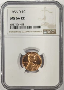 1956-D Lincoln Wheat Cent Penny - NGC MS66 RD - Picture 1 of 4