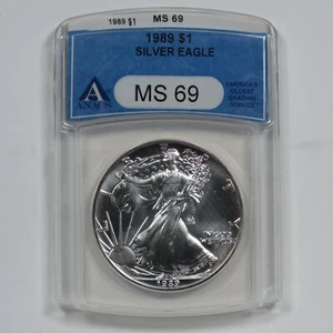 1989 American Silver Eagle - 1 oz .999 Silver - ANACS MS69 - Picture 1 of 4