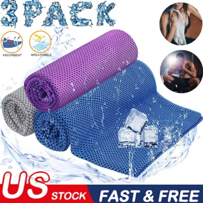 3 Pack Cooling Towel Ice Towel Neck Wrap For Sports Running Jogging Gym Chilly - Image 1 of 4