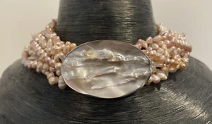 PRECIOSO COLLAR DE PLATA ESTERLINA MULTIHILO PERLA ROSA ROSA REBECCA COLLINS - Imagen 1 de 8