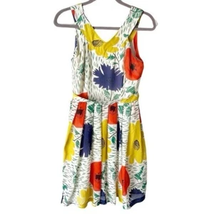 Anthropologie Dress Women’s 2 Girls from Savoy Floral 100% Silk Fit & Flare - Picture 1 of 5