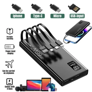 66W Power Bank Quick Charging Powerbank Portable Fast Charger For phone With USB - Picture 1 of 22