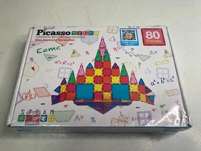 Picasso Tiles PTM80 80 Piece Mini Diamond Series Set Magnetic Building Tiles New - Image 1 of 4