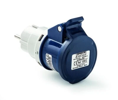 Famatel Schuko Plug Adapter IP20 – 16A 3 Pin 230V IP44 Coupler - 13912 - Image 1 of 4