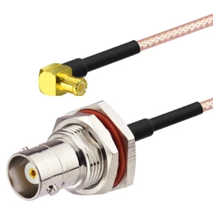 BNC Bulkhead Female Jack to MCX Male R/A RF Pigtail RG316 20cm Cable for dongles - Picture 1 of 4