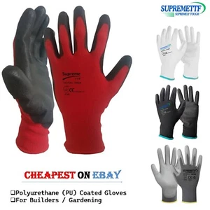 24 PAIRS PU COATED SAFETY WORK GLOVES GLOVE GARDEN GRIP MENS BUILDERS GARDENING - Picture 1 of 17