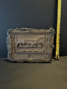 antique old metal plaque religious last supper - Picture 1 of 2
