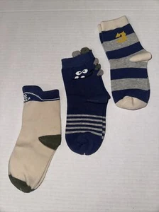 Lot of 3 Pairs Kids Boys Ankle Sports Socks Cotton Size 6-8T Monster Anchor A47 - Picture 1 of 12