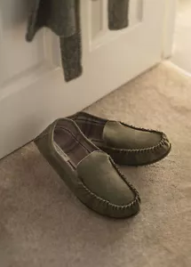 Men's Loafer Slippers House Shoes Fabric Lined Hard Sole Slip On Slides - Foto 1 di 23