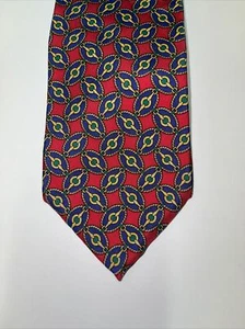 Corbata de seda para hombre Brooks Brothers Makers EE. UU. geométrica roja azul amarilla corbata - Imagen 1 de 12