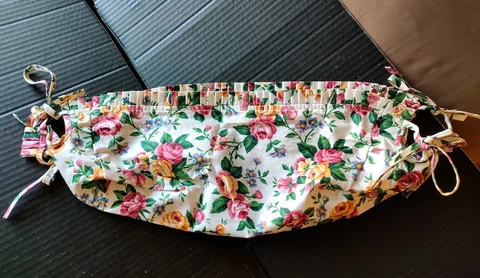 Vintage Longaberger Basket Garden Splendor Tie-On Fabric Liner Cover