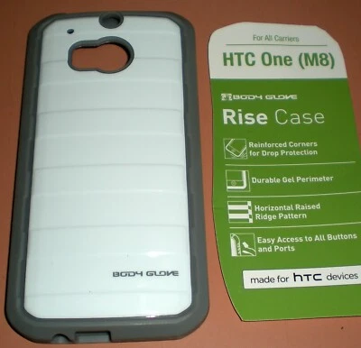 Funda híbrida Body Glove Rise para HTC One (M8) blanco brillante y gris, totalmente nueva Foto 1 de 2