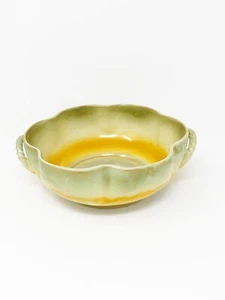 Shorter And Sons Ltd Pottery Bowl 418 Gold Green With Handles Vintage England - Picture 1 of 16