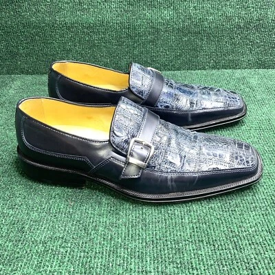 Zapato Mocasines STEVE HARVEY Genuino COCODRILO Cuero Negro Sin Cordones Para Hombre Talla 7.5 Foto 1 de 4