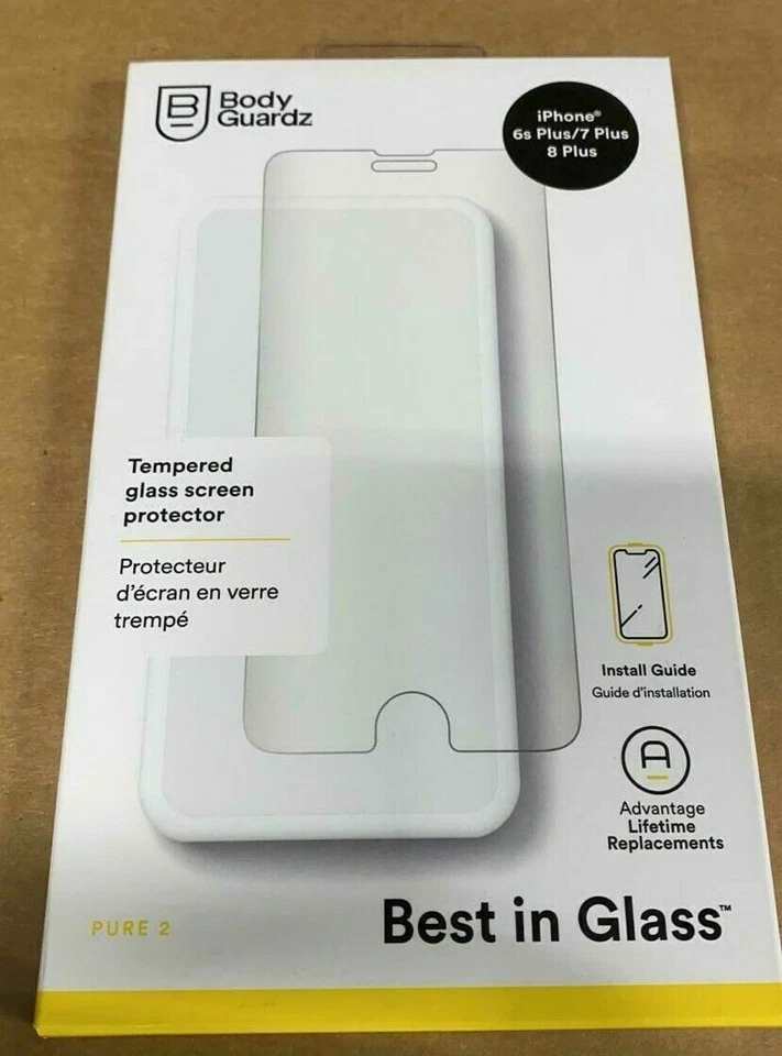 BodyGuardz Pure 2 Tempered Glass Screen Protector iPhone - 6s Plus/7 Plus/8 Plus - Image 1 of 4