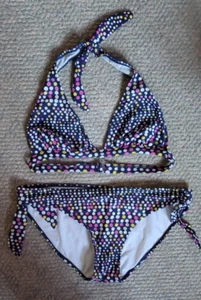 Teen 2 Piece Bathing Suit Xhilaration Size Medium Polka Dot Halter Bikini Cute - Picture 1 of 6