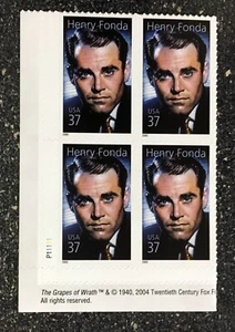 2005USA #3911 37c Henry Fonda - Legends of Hollywood - Plate Block of 4 (LL) - Picture 1 of 2