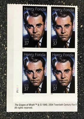 2005USA #3911 37c Henry Fonda - Legends of Hollywood - Plate Block of 4 (LL) - Image 1 of 2