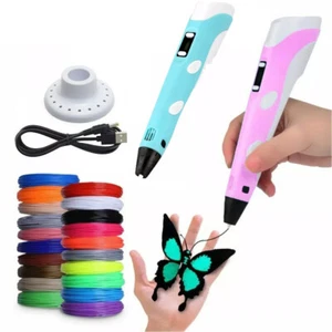 3D Printing Pen Set Doodle Printer Drawing 12 Colours PLA Filament Kids Gift - Picture 1 of 20