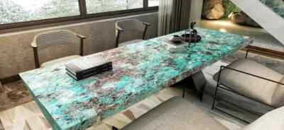 Amazonite Countertop, Granite Stone Slab For Countertops, Amazonite Office Table - Image 1 of 4