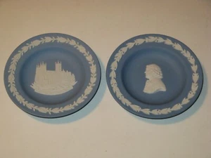 Lote de bandejas de jaspe azul Wedgwood Catedral de Canterbury + recuerdo de Josiah Wedgwood - Imagen 1 de 5