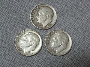 Roosevelt Dimes (Lot Of Three) 1952 D, 1957 P, 1958 P. - Picture 1 of 2