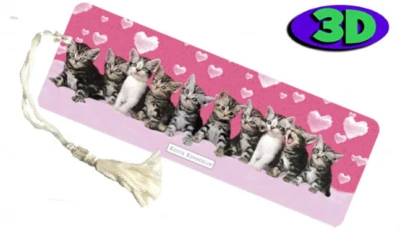 MEDIA4KIDZ Kitten Love Moving 3D Hologram Bookmark with Tassel Book Place Holder 15 X 5 CM
