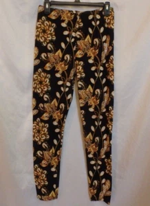 Leggings Gold Black Floral Plus size Tall unbranded New without Tags Soft - Picture 1 of 6