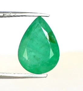 10x7 MM Smeraldo Naturale Taglio a Pera 1.70 Cts Non Trattato Loose Certificato - Picture 1 of 6