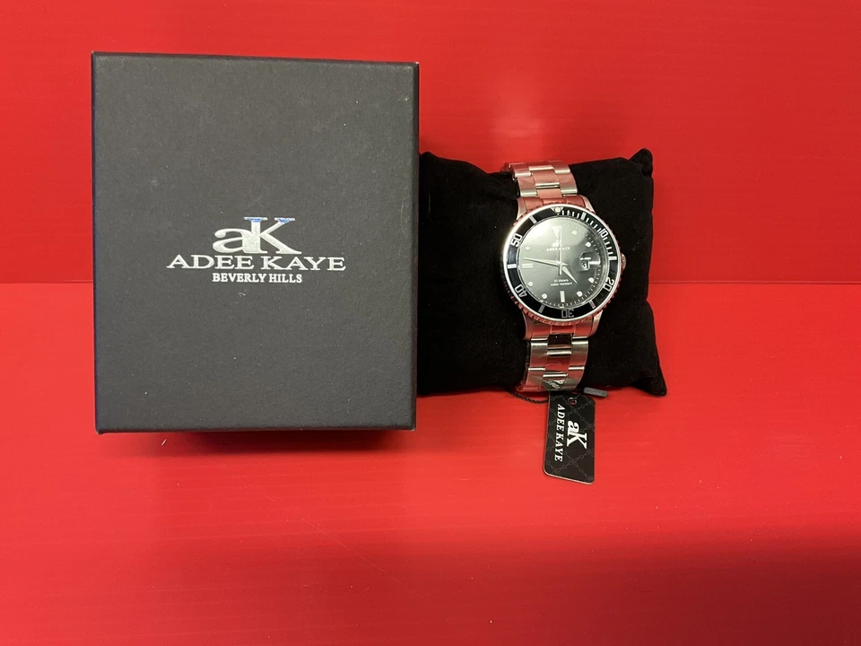 NEW-ADEE KAYE Beverly Hills Black Face with Stainless Steel Band Model #AK3535  - Image 1 of 4