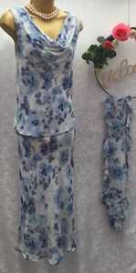 NEW ROMAN ORIGINALS SIZE 14 COWL NECK BIAS BLUE WHITE & SHAWL SCARF, 2 Piece Set - Picture 1 of 12