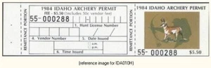 D2K Idaho Archery 1984 $5.50 with info tab - Picture 1 of 1