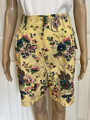 Nuevo con etiquetas Pantalones Cortos Vintage Westbound 14 Amarillo Multi Floral Lino Algodón Cintura Alta Foto 1 de 4