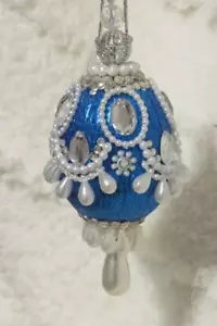 Vtg Zimonick Iridescent Christmas Ornament 2" Swarovski & Czech Crystal & Pearls - Picture 1 of 7