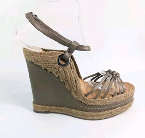 Naughty Monkey Taupe Leather Wedge Espadrilles UK 6 - Picture 1 of 5