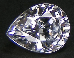 2 CARATS EXCELLENT QUALITY CUT PEAR 9x7 MM. WHITE SAPPHIRE LAB CORUNDUM - Picture 1 of 3