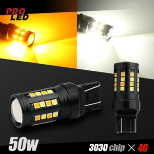 20X Blanco/Ámbar 7443 LED Interruptor Señal de Giro Frontal Bombilla Doble Color - Imagen 1 de 8