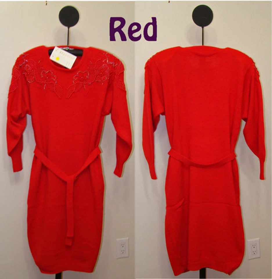 4916 Belldini Rojo Azul Blanco o Negro Damas Acrílico Cuentas Suéter Vestido - Nuevo con Etiquetas Foto 1 de 4