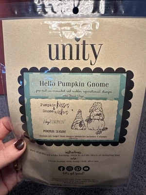 Hello Pumpkin Gnome, Unity Stamp Company Unmounted Rubber Stamp Brand New - Image 1 of 2
