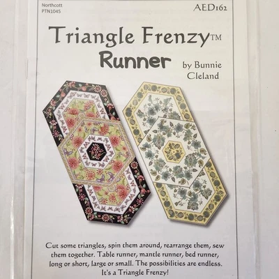 Triangle Frenzy Table Runner Quilting Pattern Bunnie Cleland Floral - Image 1 of 3