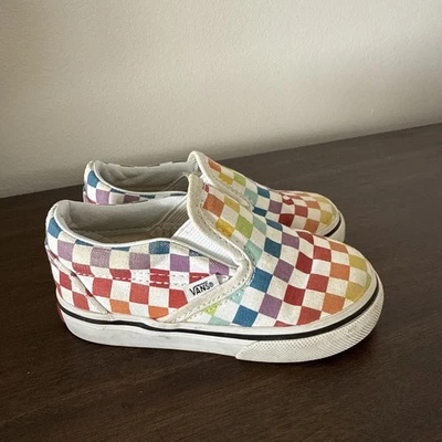 Vans Shoes Toddler 6 Checkerboard Slip On Sneakers Multicolor Comfort 500714 - Image 1 of 4