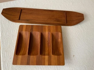 Vintage 2 Dansk Designs Denmark IHQ Teak Surfbrett Serviertabletts Maison Gourmet - Bild 1 von 13