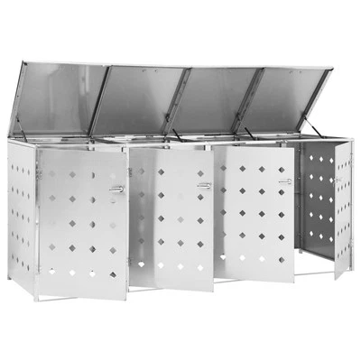 Mülltonnenbox Müllbox Mülltonnenverkleidung Edelstahl für 1-4er Tonnen Anbaubox - Bild 1 von 4