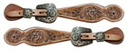 Showman Ladies Floral Tool Leather Spur Straps w/ Engraved Antique Brass Buckles