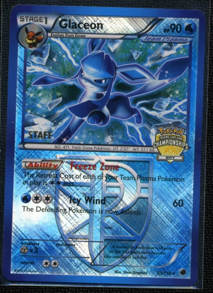 Glaceon City Championship STAFF Promo Plasma Freeze 23/116 Crosshatch Holo - Image 1 of 1