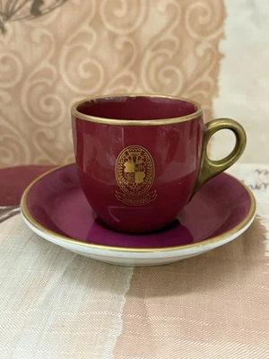 RARO HOTEL CORONADO Fraunfelter Ohio ChineCRESTED DEMITASSE TAZAS con DETALLE DORADO Foto 1 de 4
